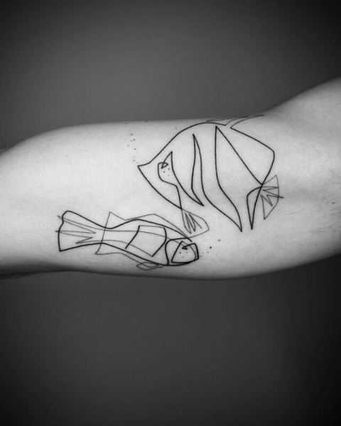 Минималистичные татуировки одной непрерывной линией (30 фото)